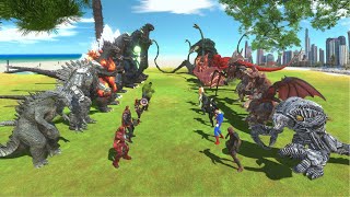 All Godzilla  Marvel vs DC  Kaiju Monster  Animal Revolt Battle Simulator [upl. by Anialahs]