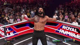 WWE 2K24 Royal Rumble Handicap Match Roman Reigns vs Drew Mcintyre and Seth Rollins [upl. by Occor]