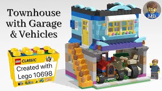 Building a Townhouse  Garage amp Vehicles using Lego classic 10698  DIY instruction  10698 ideas [upl. by Aliled353]