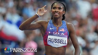 Masai Russell CLOSES STRONG to win competitive womens 100m hurdles final  Paris Olympics [upl. by Ahtnama952]