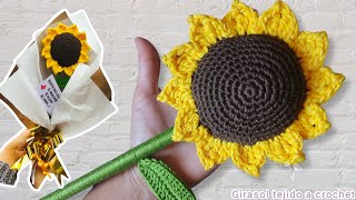 Girasol tejido a Crochet fácil Ramo de girasol a crochet Crochet sunflower subtitles English [upl. by Baryram864]