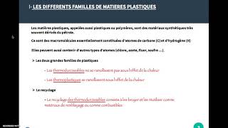 lecon matieres plastiques [upl. by Anayd]