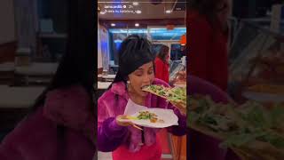 Cardi B Eats A Chicken Salad Pizza shorts [upl. by Bunting791]