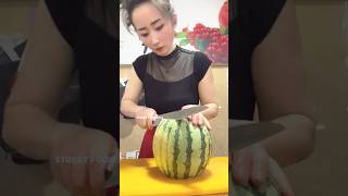 Beautiful Lady Watermelon Cutting  Fruit Cutting Skills 😍😍  Asian street food shorts [upl. by Omsare]