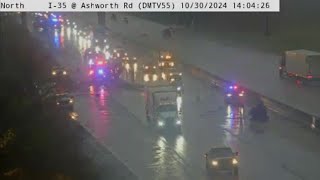 RAW VIDEO Crash blocks part of I35 southbound in West Des Moines [upl. by Jannel]