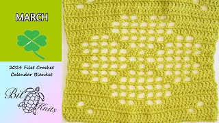 2024 Filet Crochet CAL Blanket  MARCH [upl. by Ahsiadal]