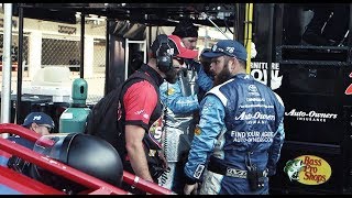 Kyle BuschMartin Truex Jr wreck in 2017 Indy leads to NASCAR crew fight [upl. by Assyram600]