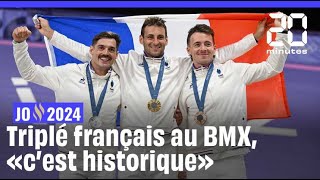 JO 2024  Triplé du BMX français «cest historique on a fait quelque dexceptionnel» [upl. by Enamrahc41]