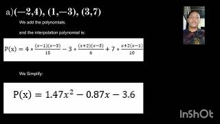 LAGRANGE INTERPOLATION POLYNOMIAL POINT A [upl. by Wesle680]