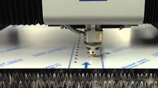 TRUMPF laser cutting TruLaser 5030 fiber  Laser cutting of filmprotected sheet metal [upl. by Kammerer]