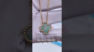 Custom Made Van Cleef Arpels Vintage Alhambra Necklace 18K Yellow Gold Malachite Stone [upl. by Eirovi]