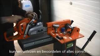 Vermogenstestbank voor motorkettingzagen Mansier Tuinmachines [upl. by Maleen]