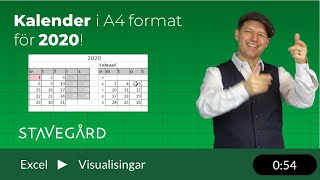 Årskalender för 2020 i Excel [upl. by Nahtanod212]