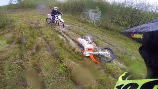 Wet and dirty Enduro Day  KTM 125 Exc amp Husqvarna 125 Te [upl. by Wainwright630]