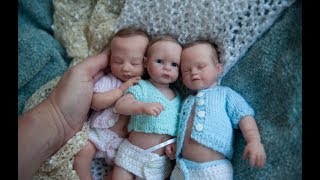 Miniature 9 inch Silicone Reborn Baby Triplets [upl. by Anelrats]