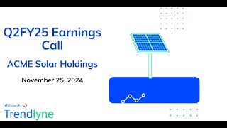 ACME Solar Holdings Earnings Call for Q2FY25 [upl. by Folly]