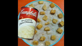 eat Canned Clam Chowder with Extra Clams and Croutons [upl. by Rehc518]