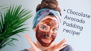 DIY ORGANIC CHOCOLATE FACIAL  Healthy Avocado Chocolate pudding recipe [upl. by Nari]