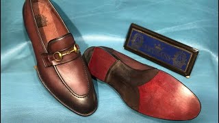 Burgundy Gucci Loafers Handmade Leather Shoes in Fiddle Back Base Sole with italian finished [upl. by Cadal]