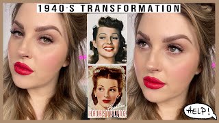 decades series 1940s hair amp makeup tutorial 🥀 vintage transformation [upl. by Lynnelle]