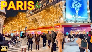 Paris France 🇫🇷  4k PARIS Christmas Walk 2024 ✨Festive Holiday Lights Paris Walk 🎄 With Captions [upl. by Ruel]