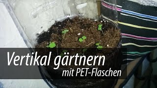 Vertikal Gärtnern mit PETFlaschen  Plastikflaschen  DIY [upl. by Roselia]