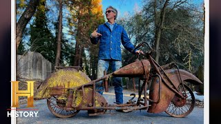 American Pickers Mike Buys a Banged Up 1941 Indian Four Season 24 [upl. by Larimor]