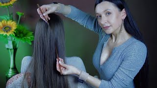 ASMR Relaxing Hair Play Brushing Real Person [upl. by Damicke]