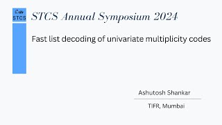 Fast list decoding of univariate multiplicity codes [upl. by Kcirtapnaes]