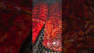 Offset smoker bbq ribs real wood  smoked ribs Full video on my channel [upl. by Delp]