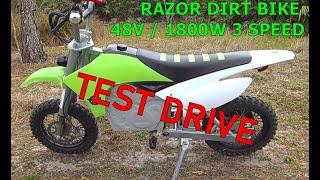 Razor Dirt Bike Test Drive  48v 1800W 3 speed brushless motor [upl. by Grenville]