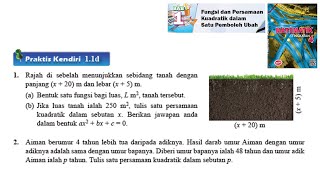 KSSM Matematik Tingkatan 4 Bab 1 Fungsi dan persamaan kuadratik dalam praktis kendiri 11d no1 no2 [upl. by Nauht650]