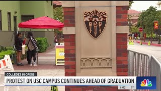 Protest on USC campus continues ahead of graduation [upl. by Kolivas]