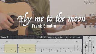 Frank Sinatra  Fly me to the moon  Fingerstyle Guitar  TAB tutorial  Chords  Lyrics [upl. by Imtiaz741]