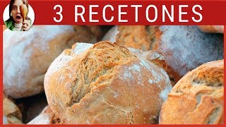 3 RECETAS DE PAN FÁCILES Y GENIALES [upl. by Tennes600]