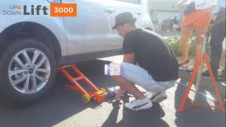 UPampDOWN3000 lifts up vehicle in 30 seconds Real portable car lift [upl. by Yenalem]