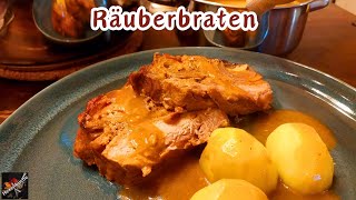 Räuberbraten knusprig und butterweich Schweinebraten aus dem Backofen mit einer leckeren Soße [upl. by Nela]