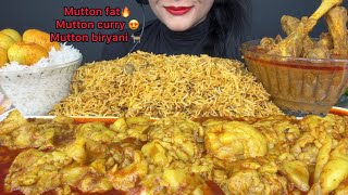 ASMR EATING MUTTON BIRYANIMUTTON FAT CURRYMUTTON CURRYWHITE RICEEGGS [upl. by Suiluj54]