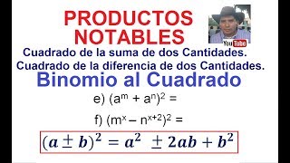 ef  Binomio al cuadrado Cuadrado de la sumadiferencia de dos Cantidades Productos Notables [upl. by Nairrot]