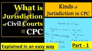 Jurisdiction of Civil Courts and Kinds of jurisdiction under CPC  Part 1  Sec 9 [upl. by Ramar]