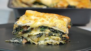 Spinach Mushroom LASAGNA EASY Creamy Recipe [upl. by Leavy]