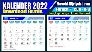 Kalender 2022 Lengkap dengan Tanggal Merah Masehi Hijriyah Jawa  Download format CDR  Template [upl. by Morgenthaler752]