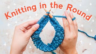 HOW TO KNIT IN THE ROUND for Beginners StepbyStep [upl. by Anerahs210]