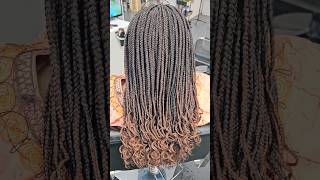 Small Knotless Box Braids with Curly Tips edmontonbraider [upl. by Nahsin707]