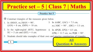 Practice set 5 class 7th maths  geometrical constructions  Chapter number1 maharashtra state board [upl. by Imoyik]