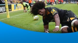 Ashley Johnsons intercept try vs Northampton Saints [upl. by Ahsenre]