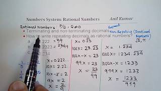 How to write Non Terminating Repeating Decimals as Rational Numbers [upl. by Nanerb]