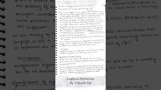 Notes on Logical Atomism by our philosophy optional student Courtsey  Vikash Sir’s Class Notes [upl. by Gare]