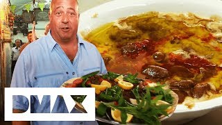 Andrew Zimmern Tries Camel Testicles In Culinary Trip Across Syria  Bizarre Foods [upl. by Nylodnarb145]