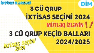 3 cü qrup İXTİSAS SEÇİMİ 2024  3 cü qrup keçid balları 20242025  DİM [upl. by Icnarf925]